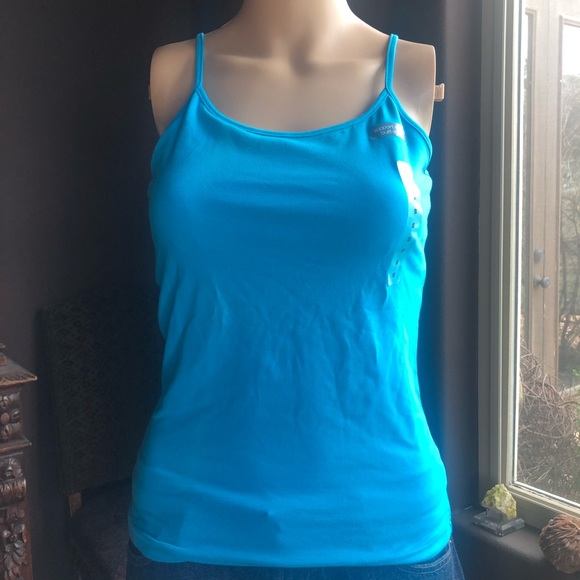 GAP stretch built in bra blue spaghetti strap top - Picture 2 of 4